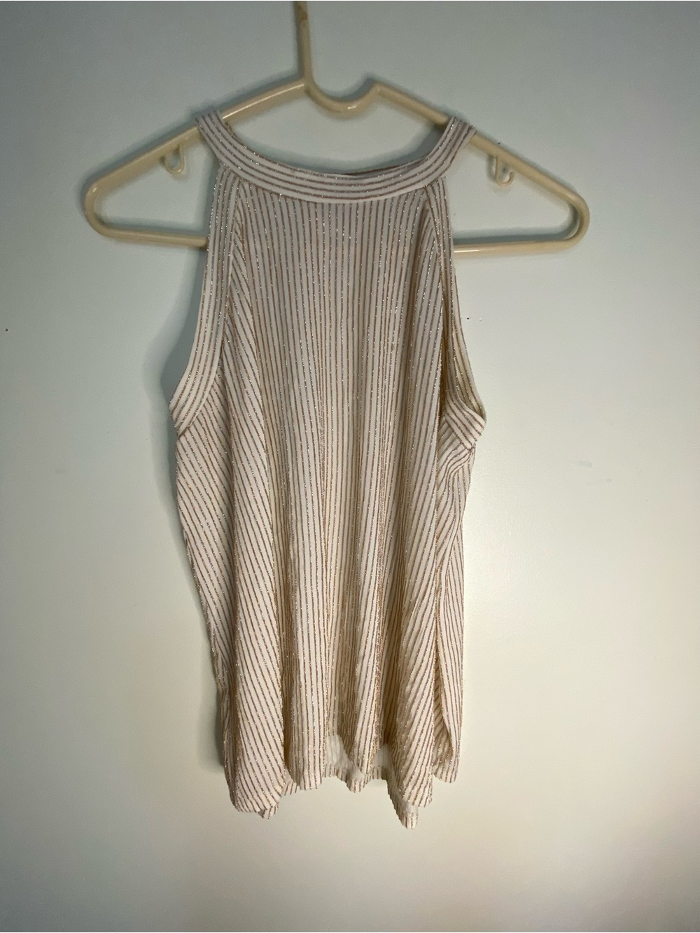 W5 Cream Ribbed High-Neck Tank Top
